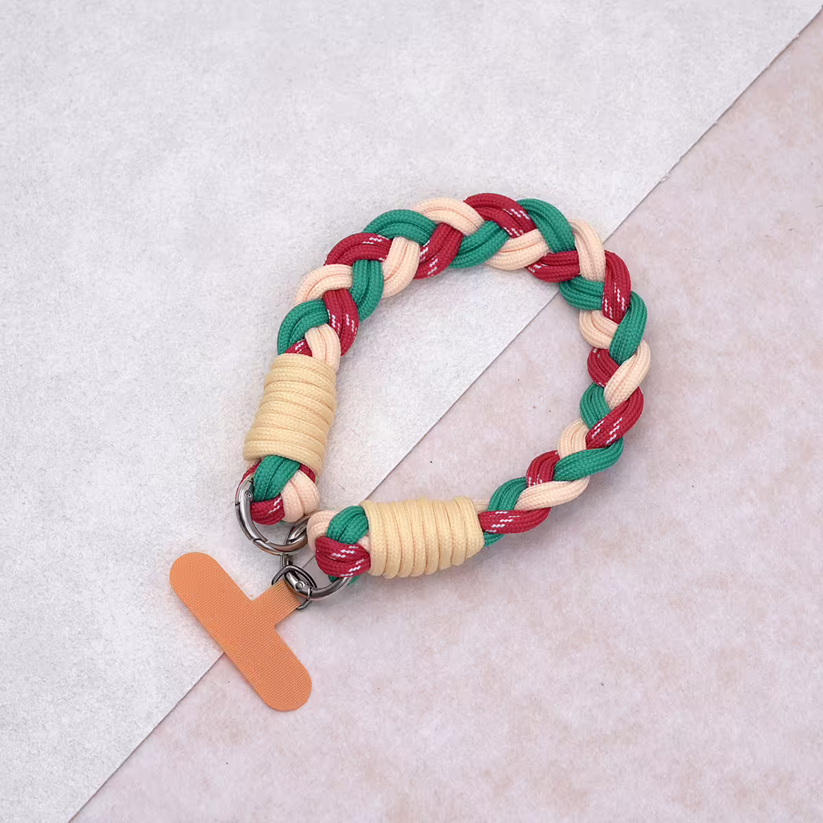 三色麻花辮&times;手機腕帶掛繩&times;紅綠橘-第1張