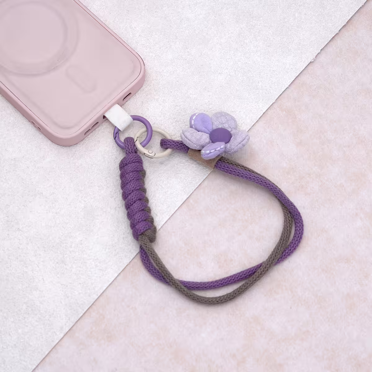布藝小花朵&times;手機腕帶掛繩&times;紫色-第2張
