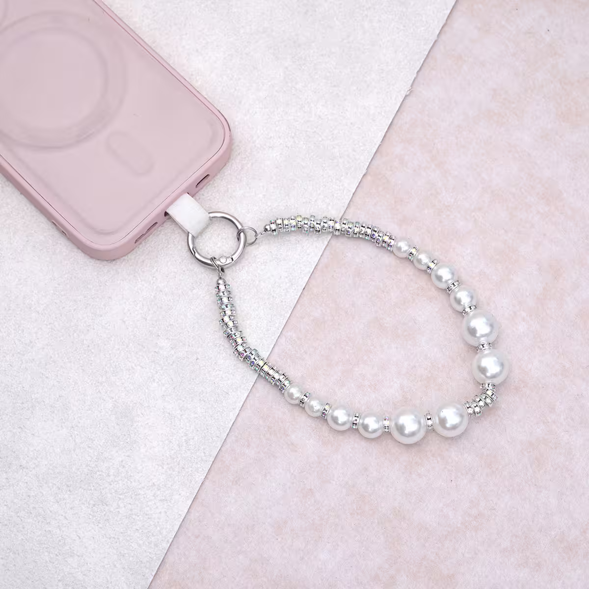 大小珍珠串串&times;手機腕帶掛繩-第3張