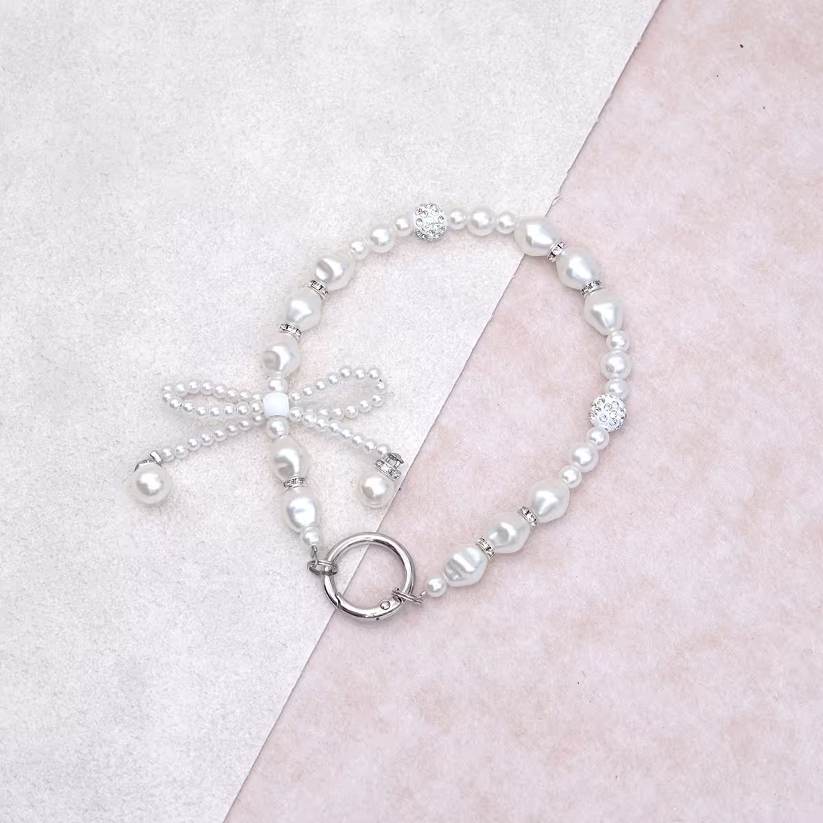 香巴拉球珍珠蝴蝶結&times;手機腕帶掛繩-第3張