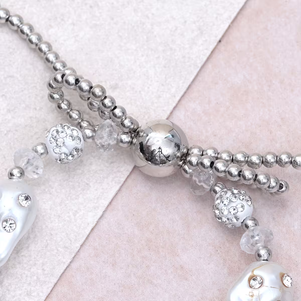 銀珠蝴蝶結珍珠&times;手機腕帶掛繩-第4張