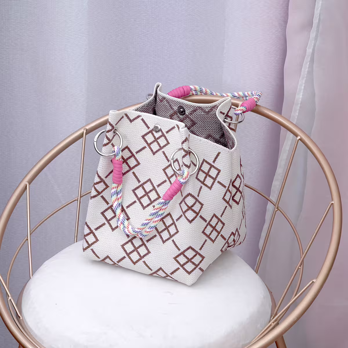 田字線條&times;針織手提袋-第3張