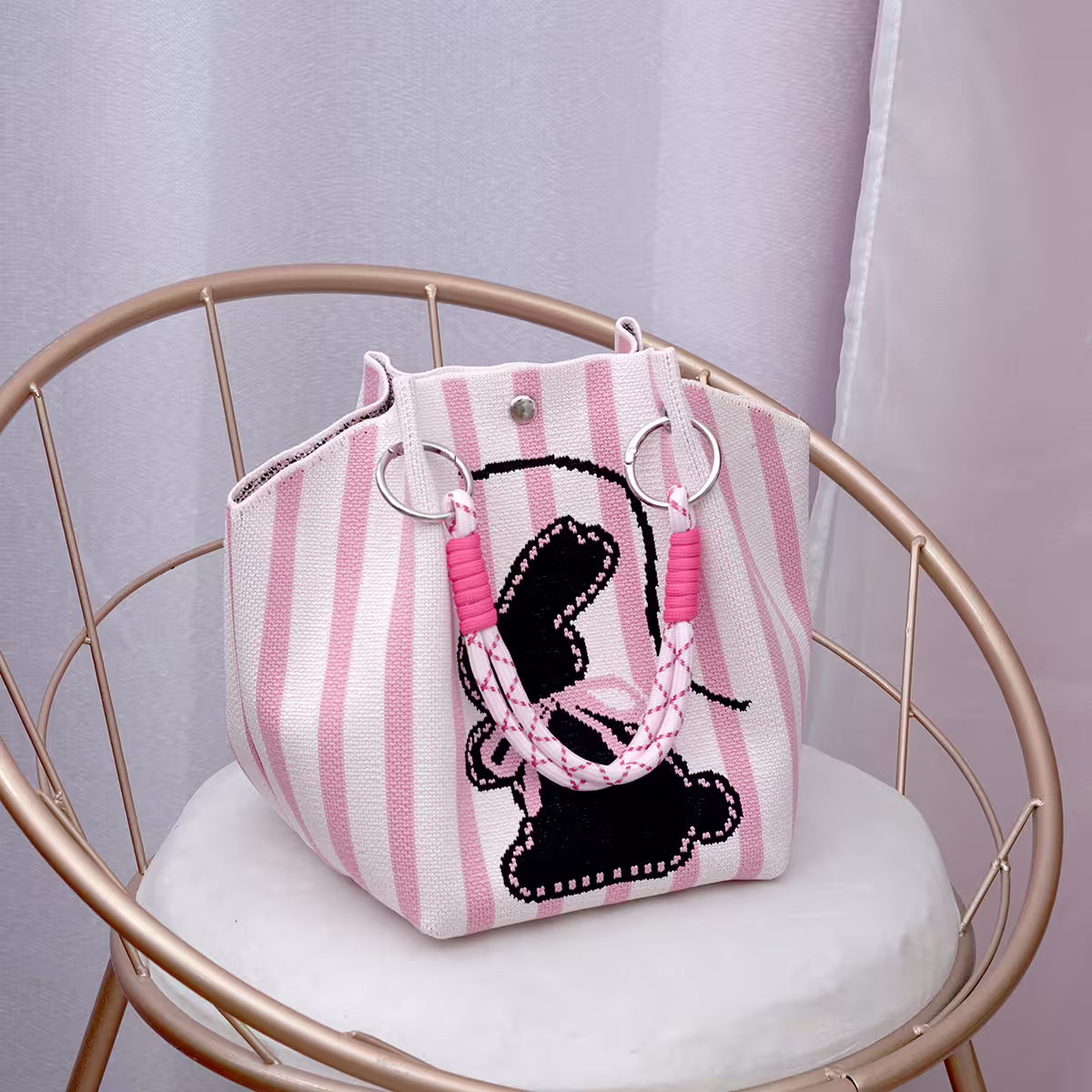 條紋小兔&times;針織手提袋-第2張