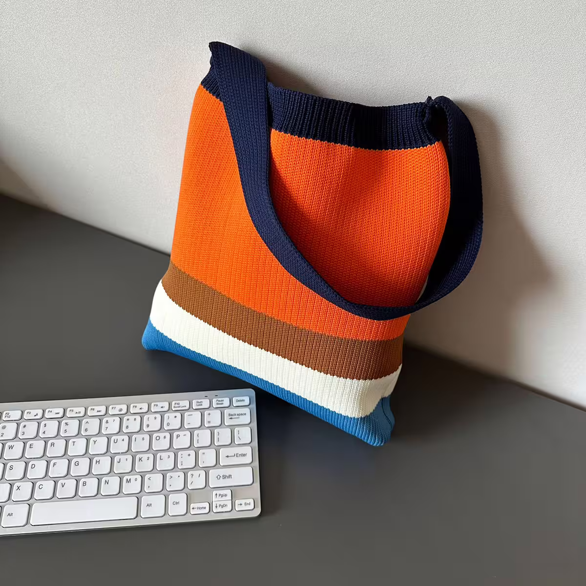 橙橘撞色&times;針織&times;單肩背包-第3張