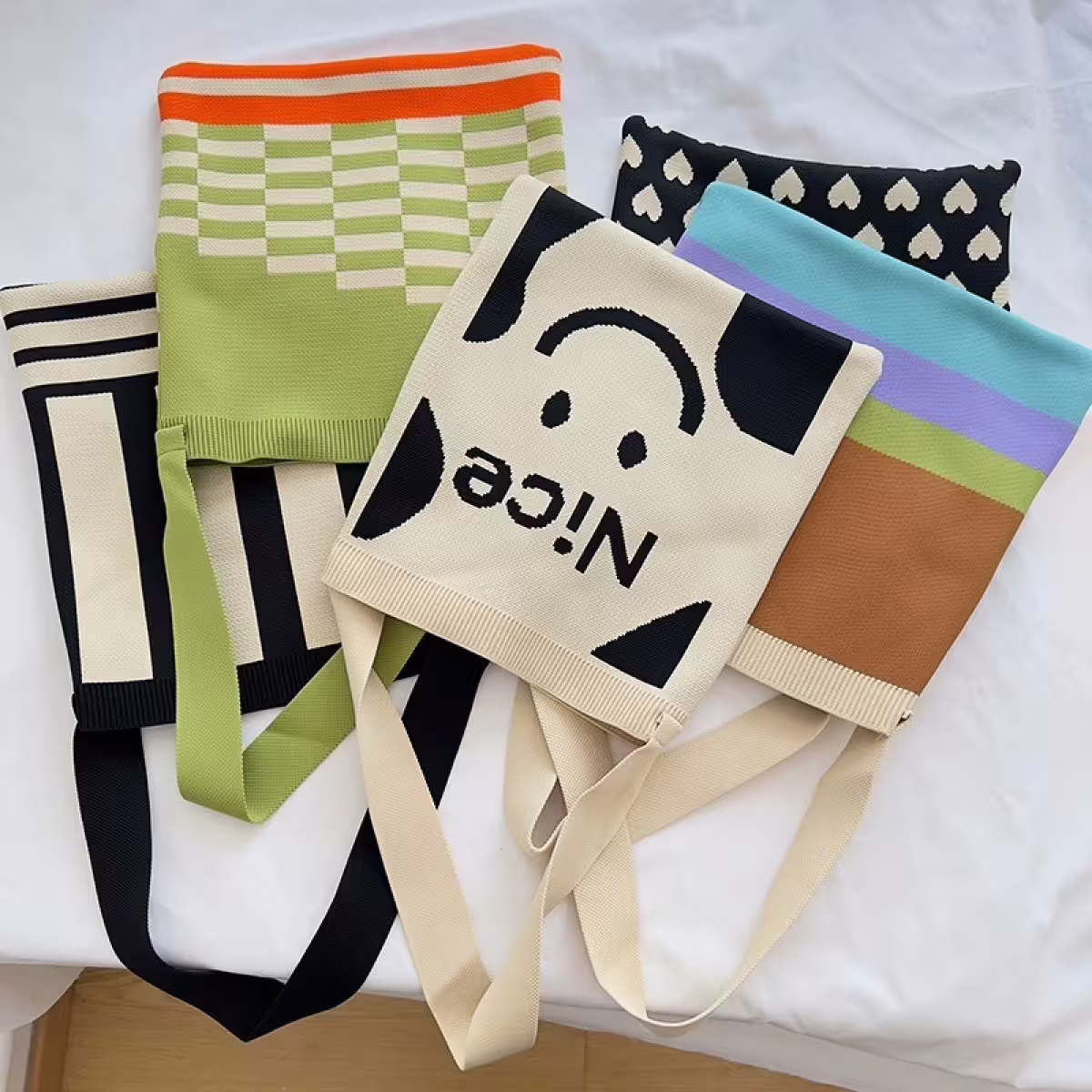 黑白線條&times;針織&times;單肩背包-第6張