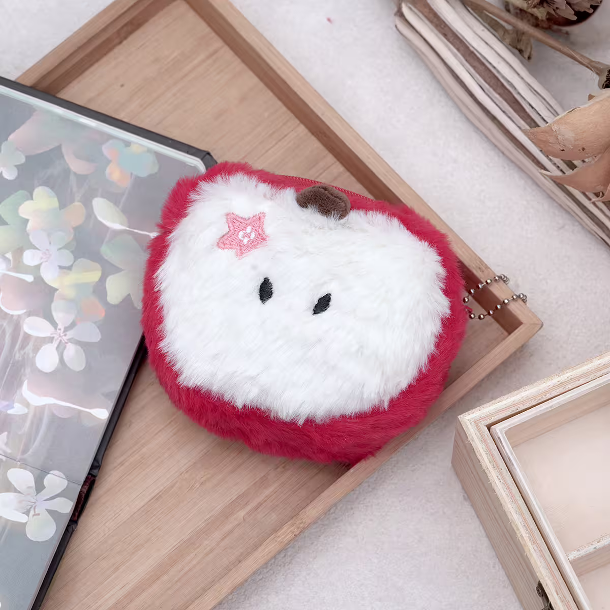 紅蘋果毛絨絨&times;掛件零錢包-第1張