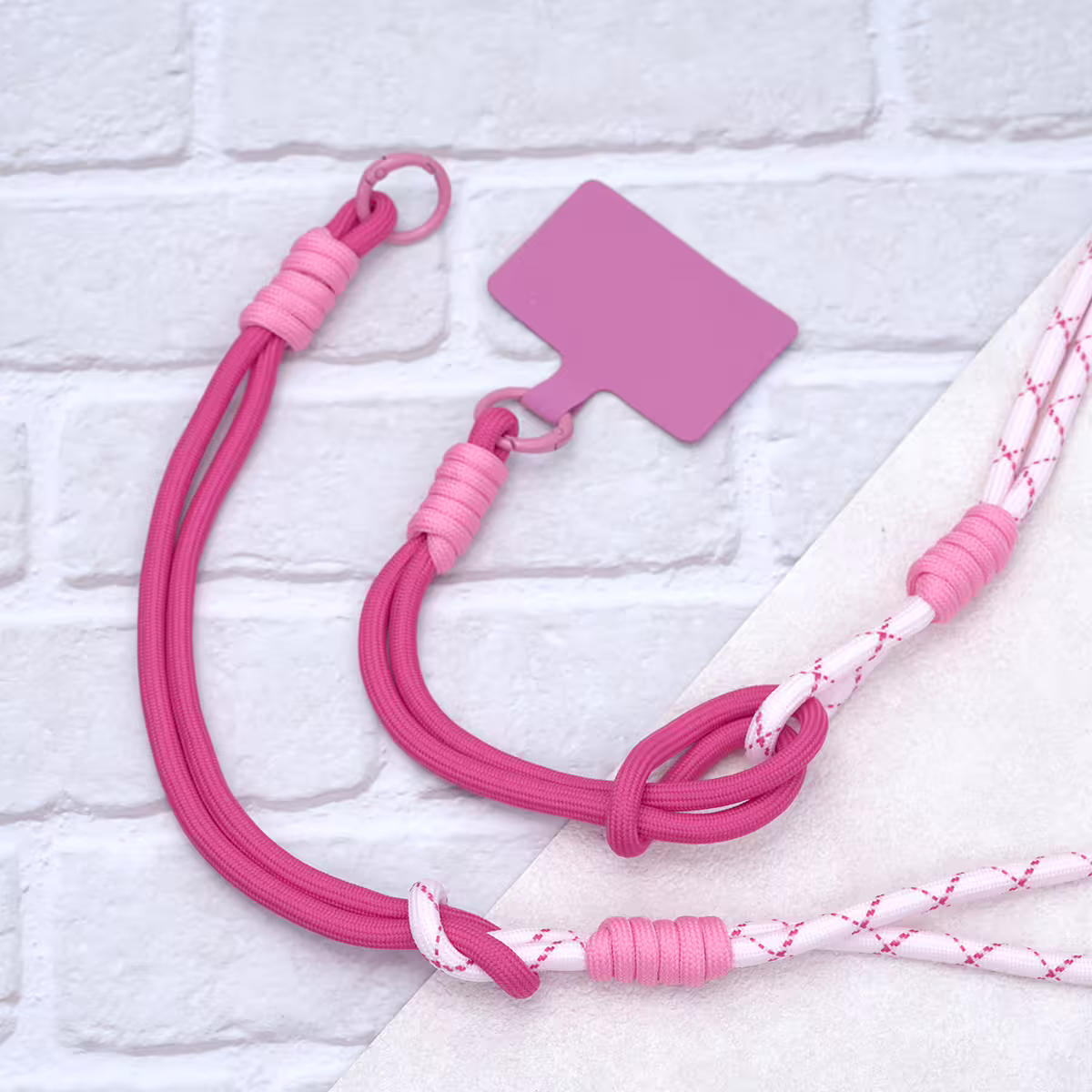 可延長運動風撞色&times;手機斜背&腕帶&times;兩用掛繩&times;桃粉紋理-第2張