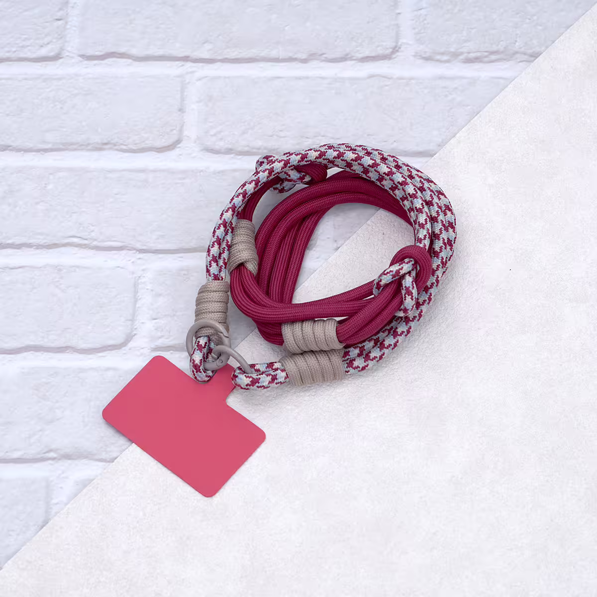 可延長運動風撞色&times;手機斜背&腕帶&times;兩用掛繩&times;紅藍紋理-第2張