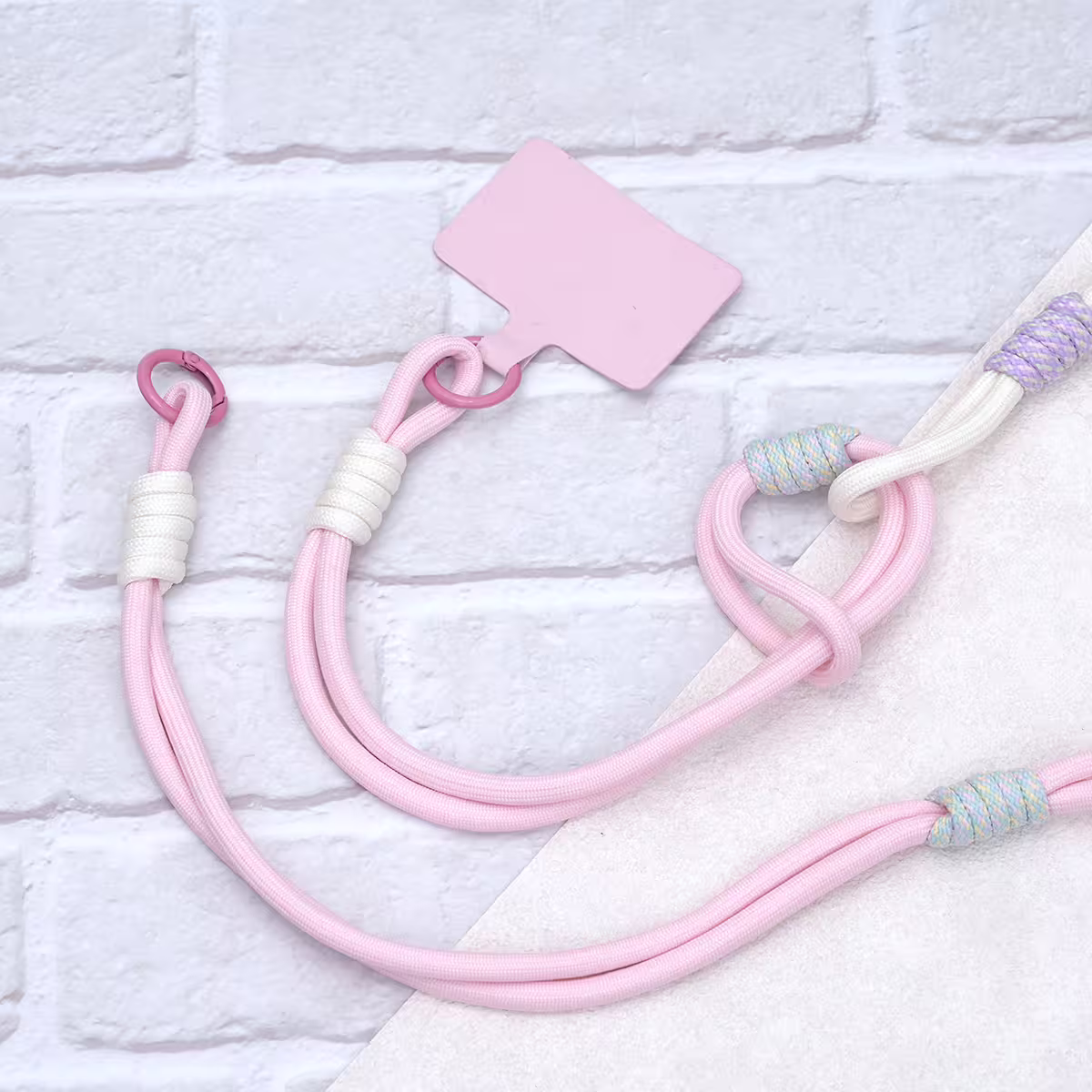 可延長運動風撞色&times;手機斜背&腕帶&times;兩用掛繩&times;粉白素色-第2張