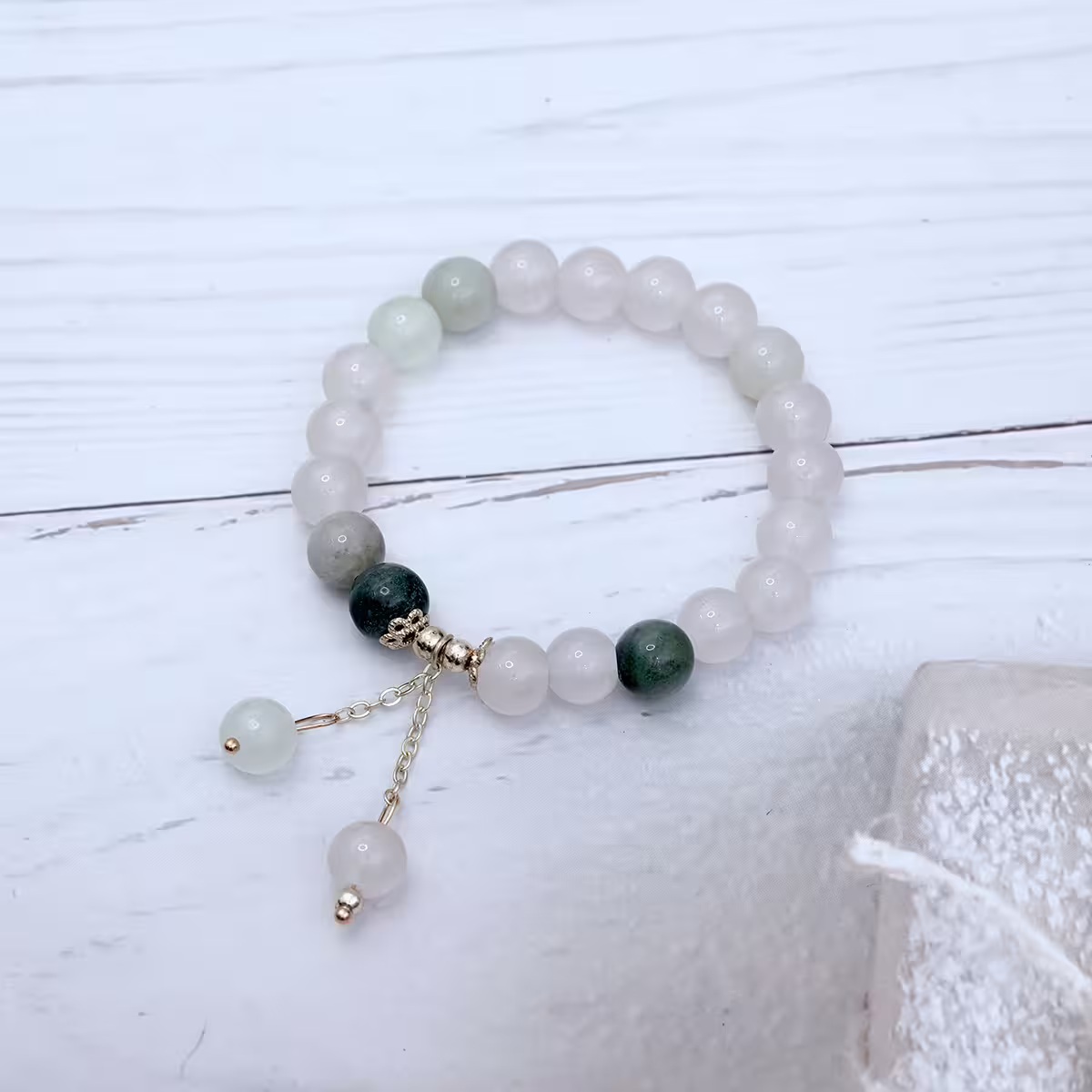 蒼鬱綠白&times;固定式串珠手鍊-第2張