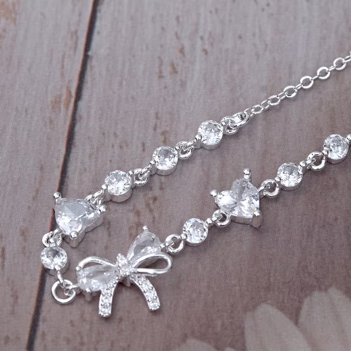 925銀飾&times;蝴蝶結愛心晶鑽&times;手鍊-第5張