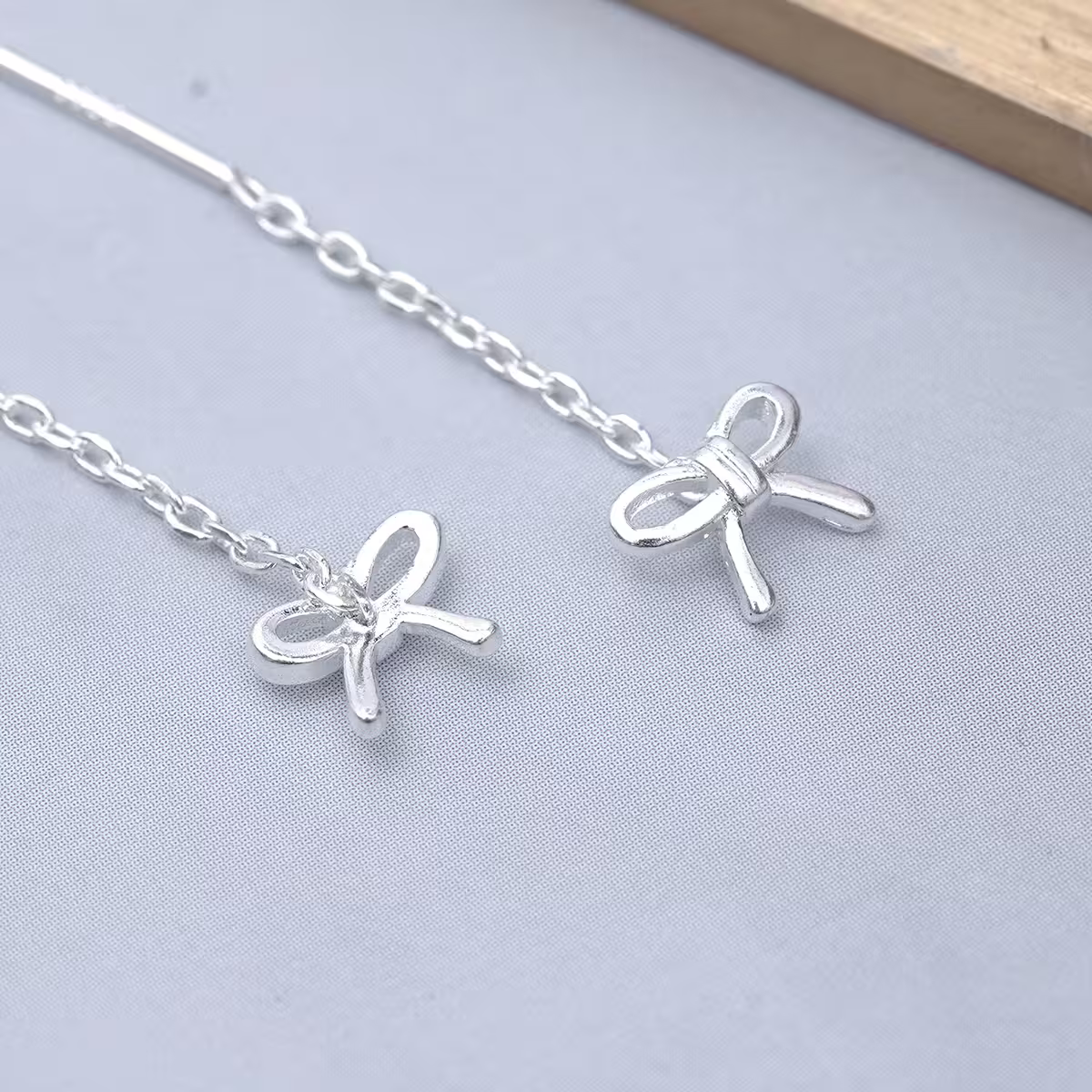 925銀針&times;蝴蝶結線條&times;耳線-第3張