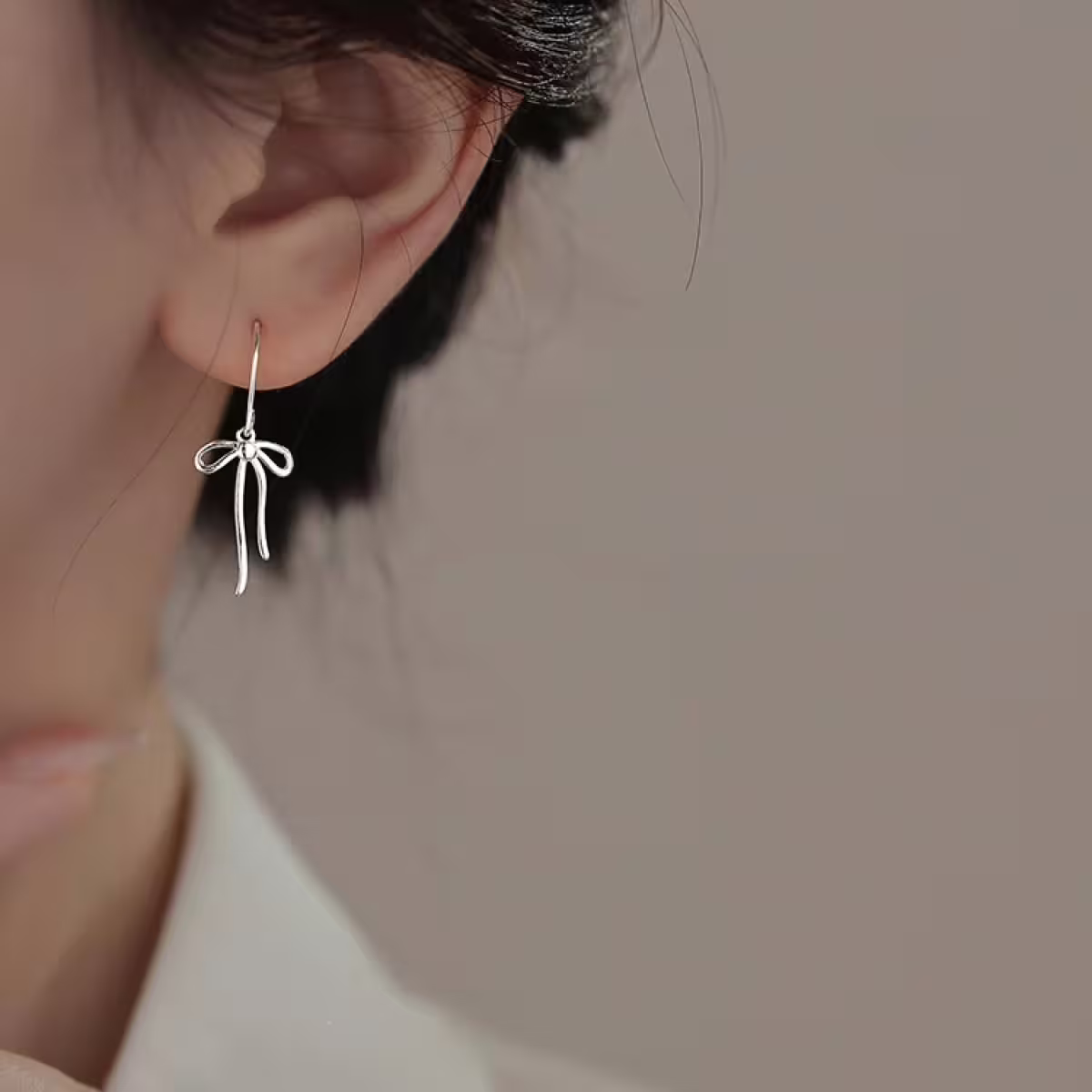 925銀針&times;蝴蝶結線條&times;耳鉤-第5張