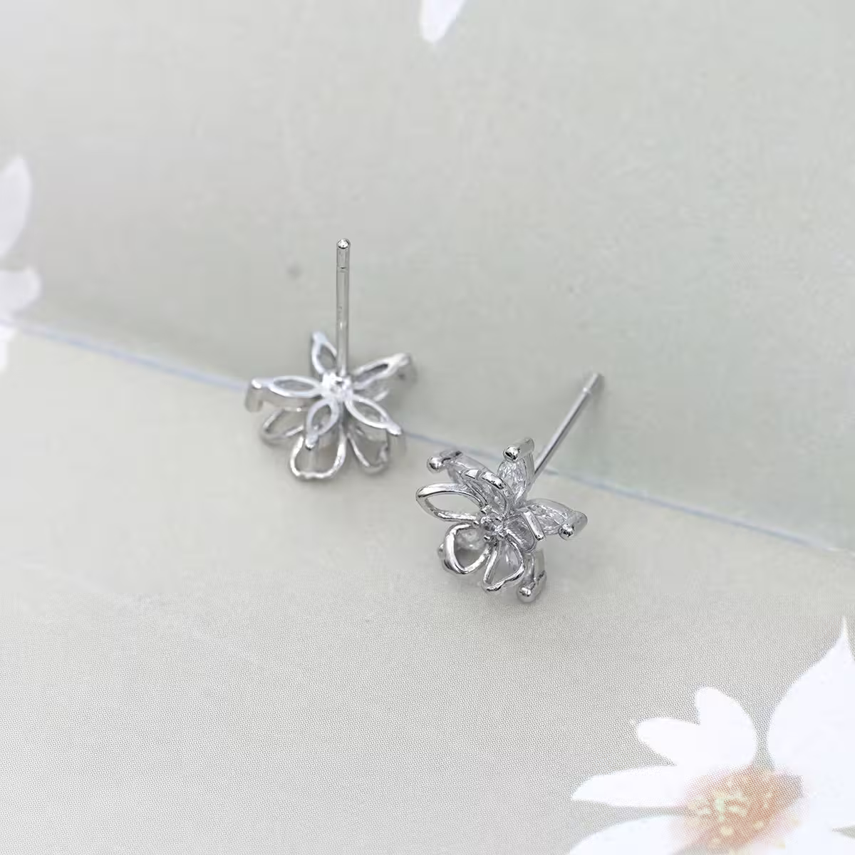 925銀針&times;立體五花瓣&times;耳環-第5張