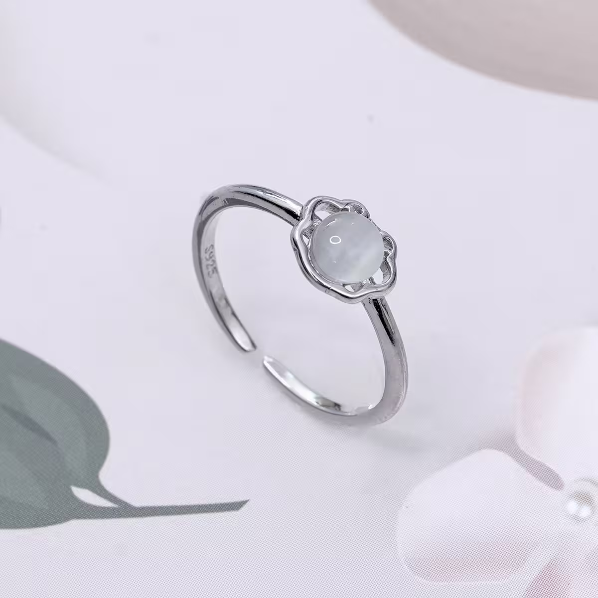 925銀飾&times;祥雲貓眼石&times;開口戒指-第1張