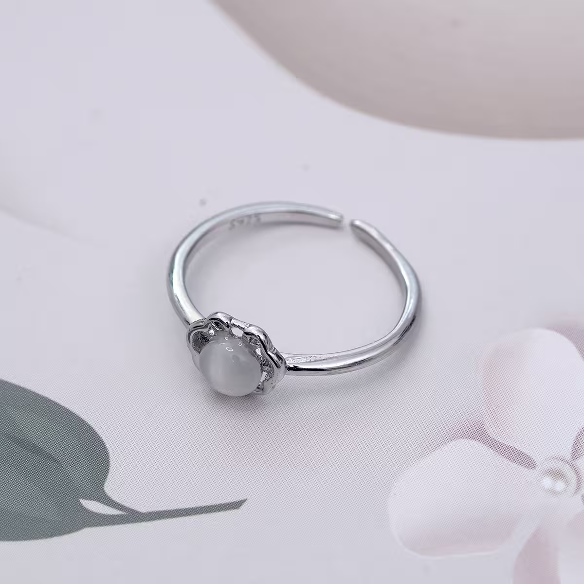 925銀飾&times;祥雲貓眼石&times;開口戒指-第4張