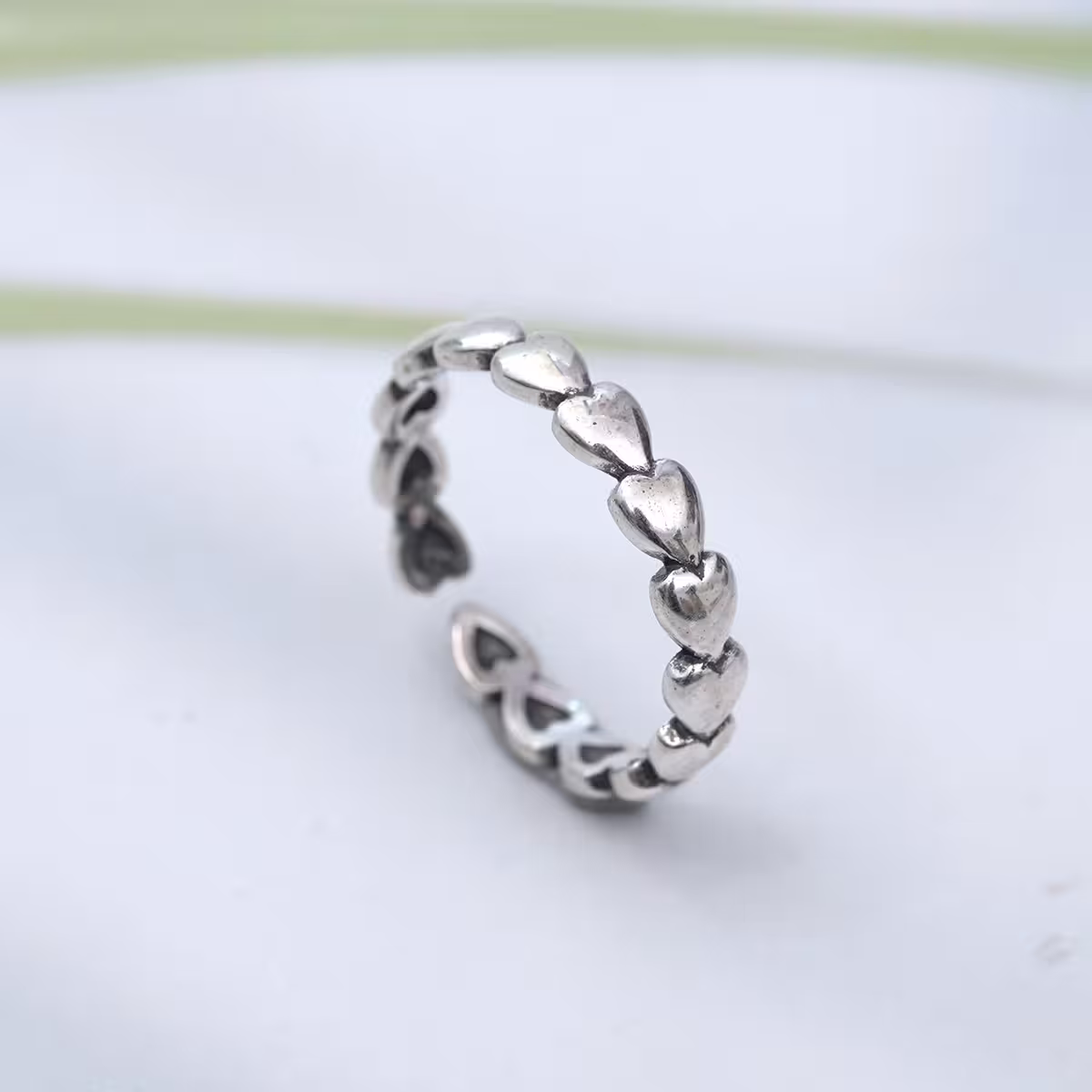 925銀飾&times;復古疊加愛心&times;開口戒指-第1張