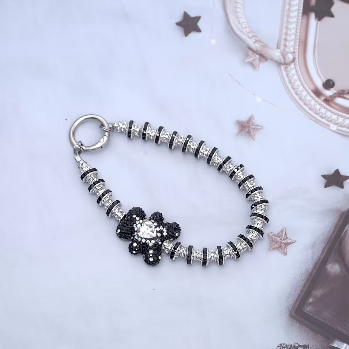 輕奢小熊晶鑽&times;手機腕帶掛繩&times;黑色-第2張