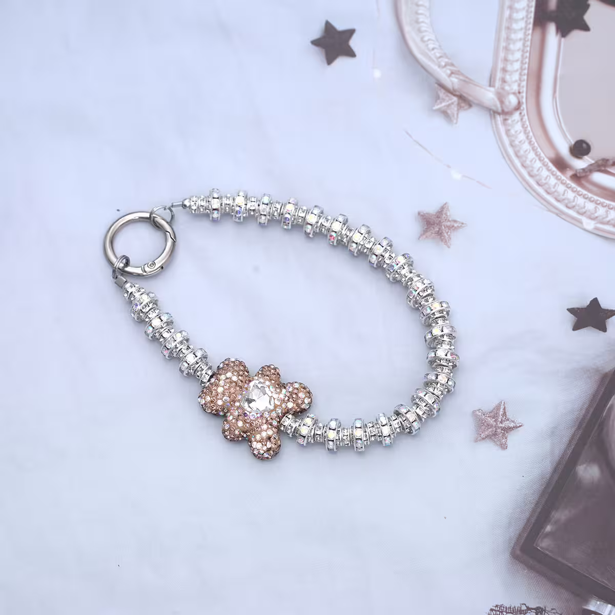 輕奢小熊晶鑽&times;手機腕帶掛繩&times;棕咖-第2張