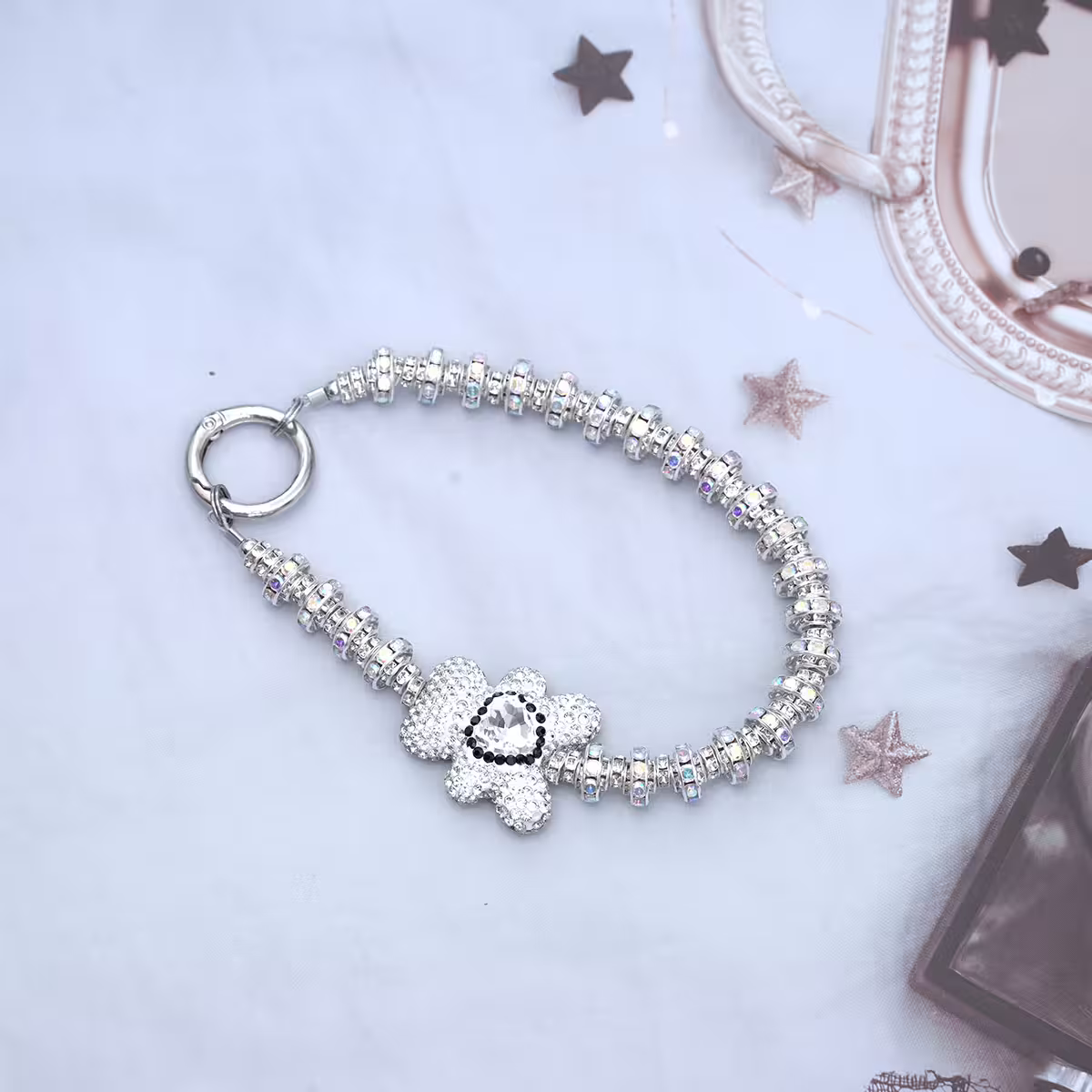 輕奢小熊晶鑽&times;手機腕帶掛繩&times;白色-第3張