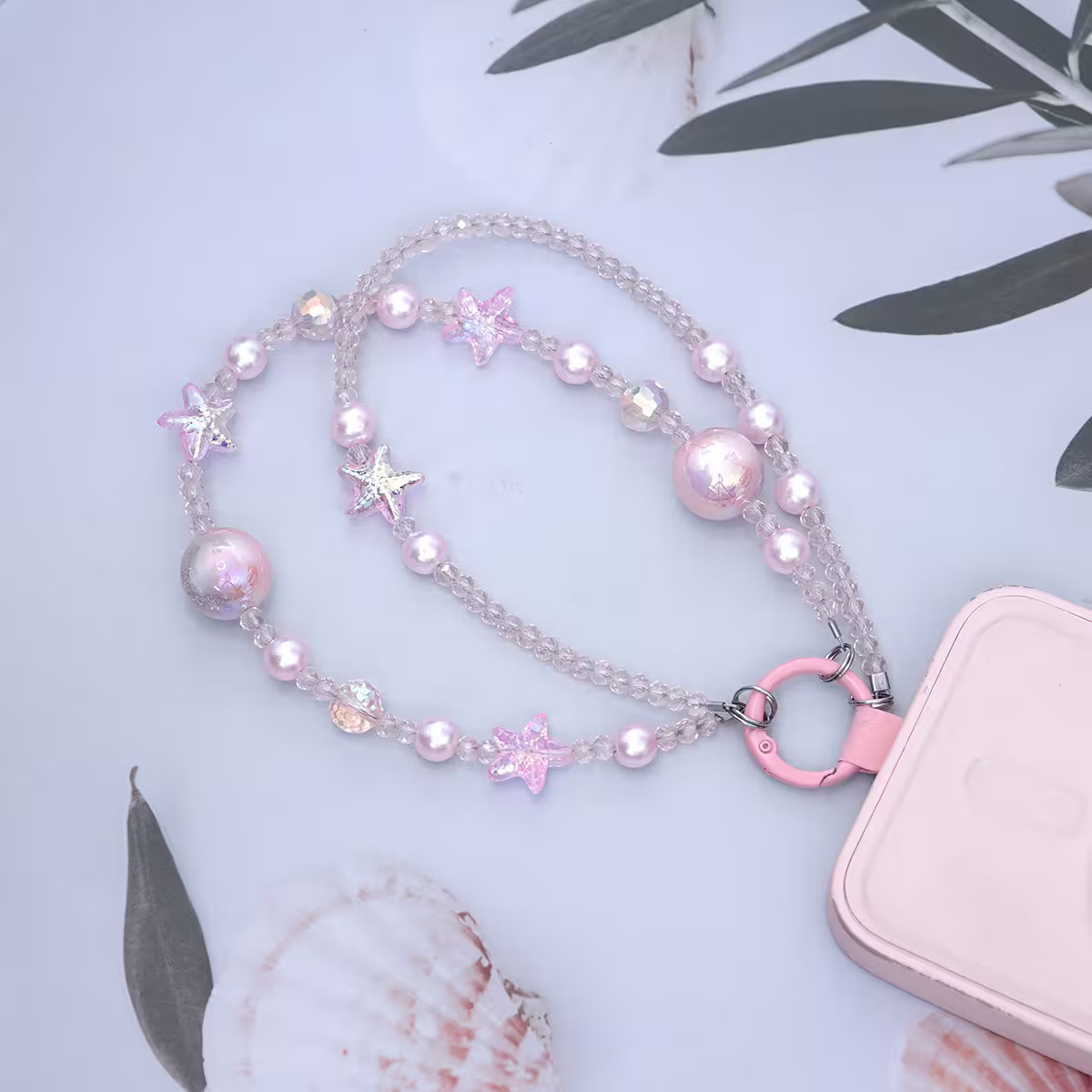雙層魔幻海星明珠&times;手機腕帶掛繩&times;粉紅-第3張