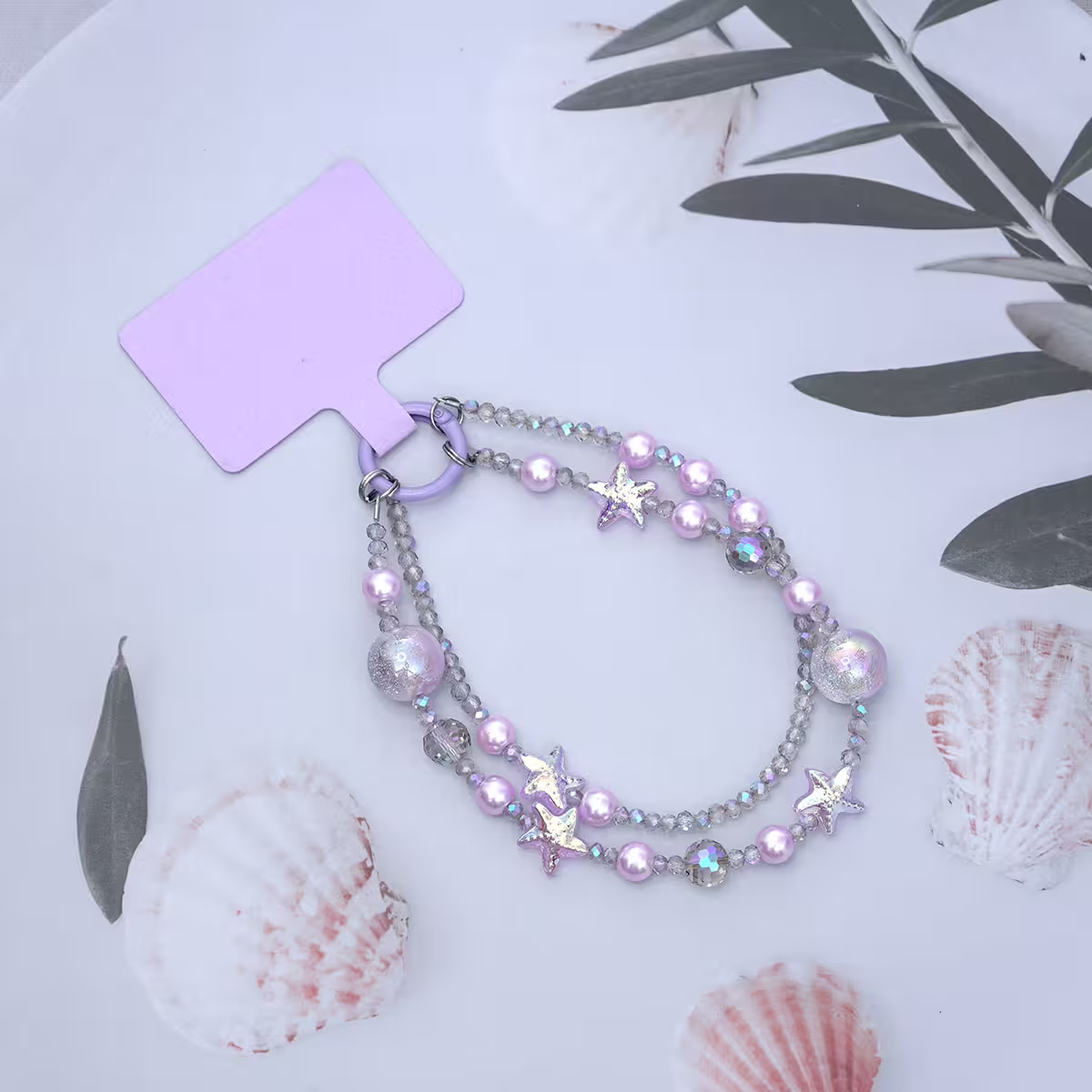 雙層魔幻海星明珠&times;手機腕帶掛繩&times;紫色-第1張