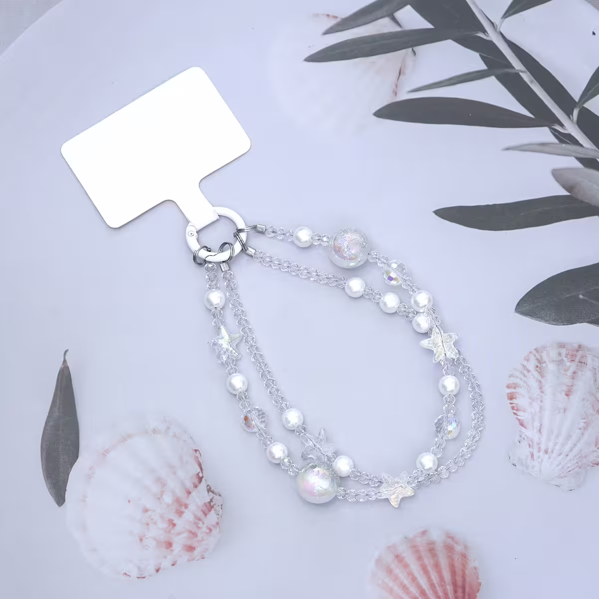 雙層魔幻海星明珠&times;手機腕帶掛繩&times;白色-第1張