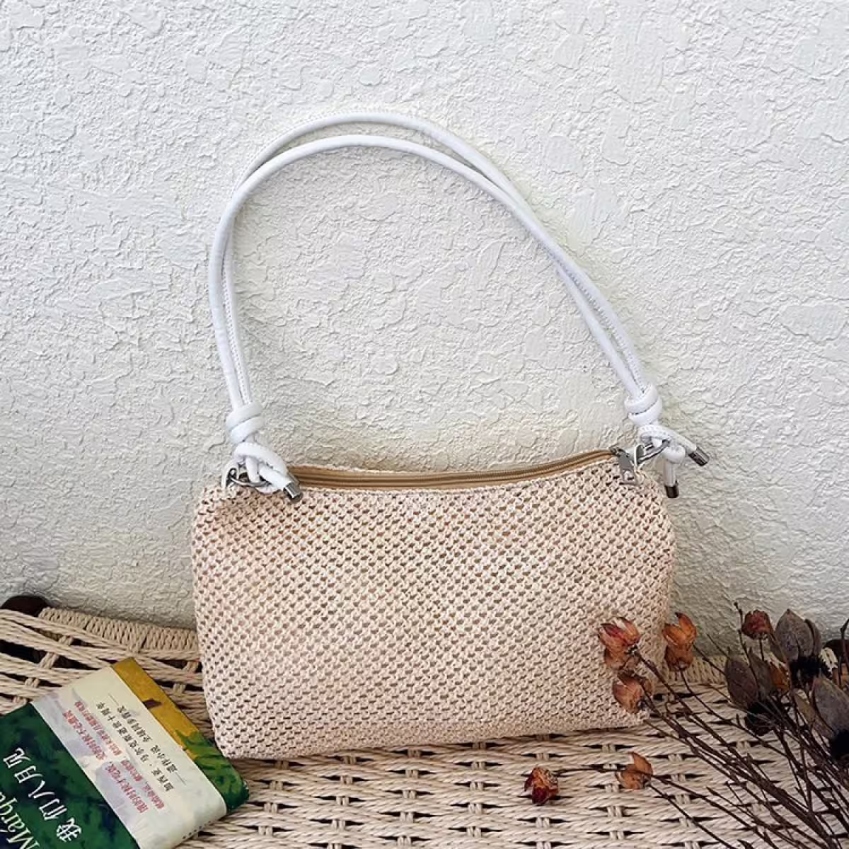 涼夏鏤空草編包&times;可調式斜背包&times;白色-第3張