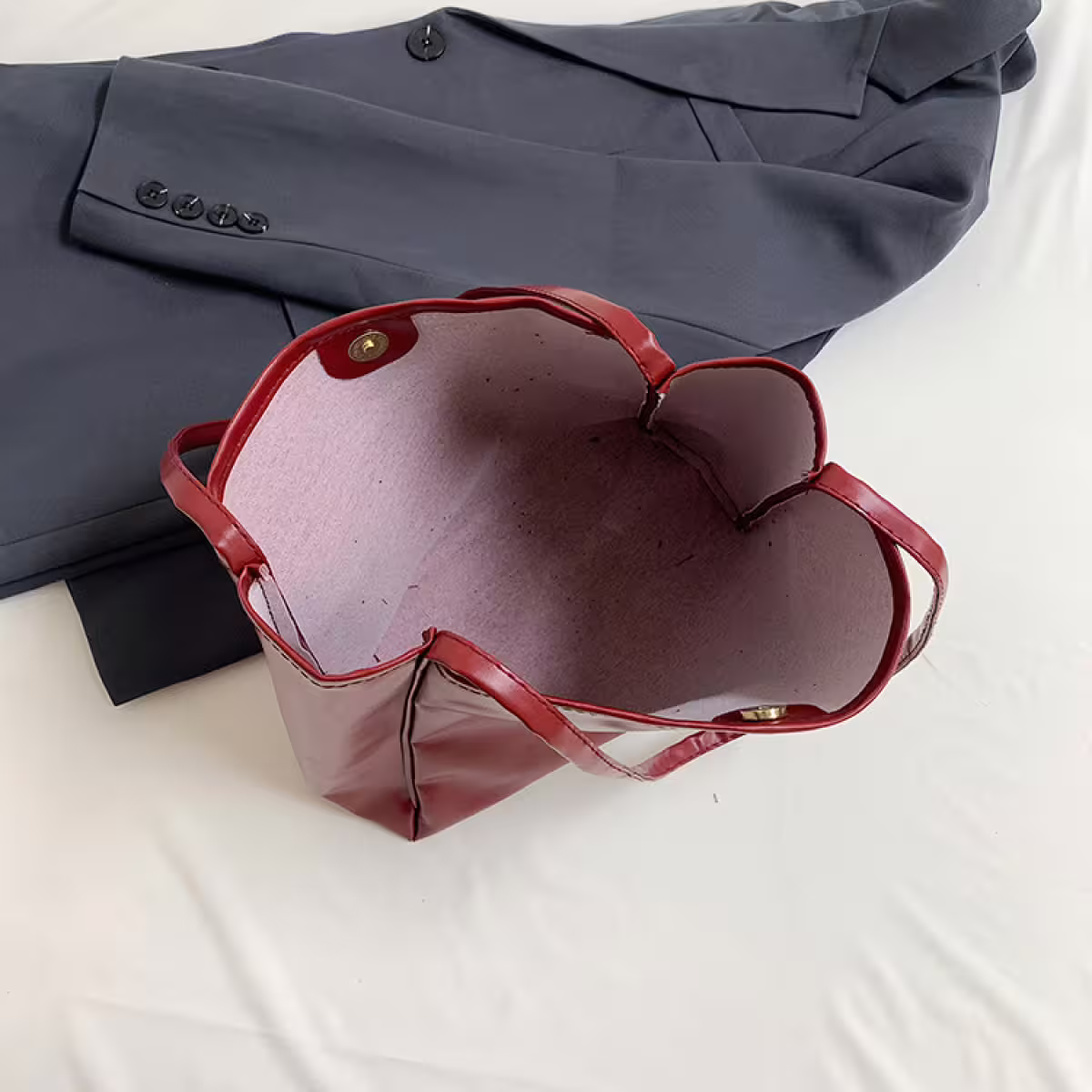 日常皮革素面&times;肩背包&times;紅色-第3張