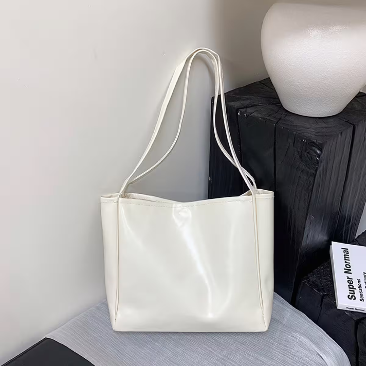 日常皮革素面&times;肩背包&times;白色-第1張