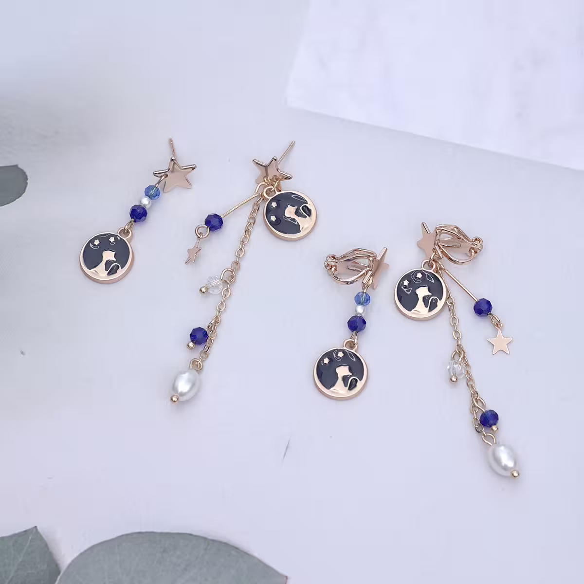 星夜貓咪&times;不對稱吊墜耳環-第5張