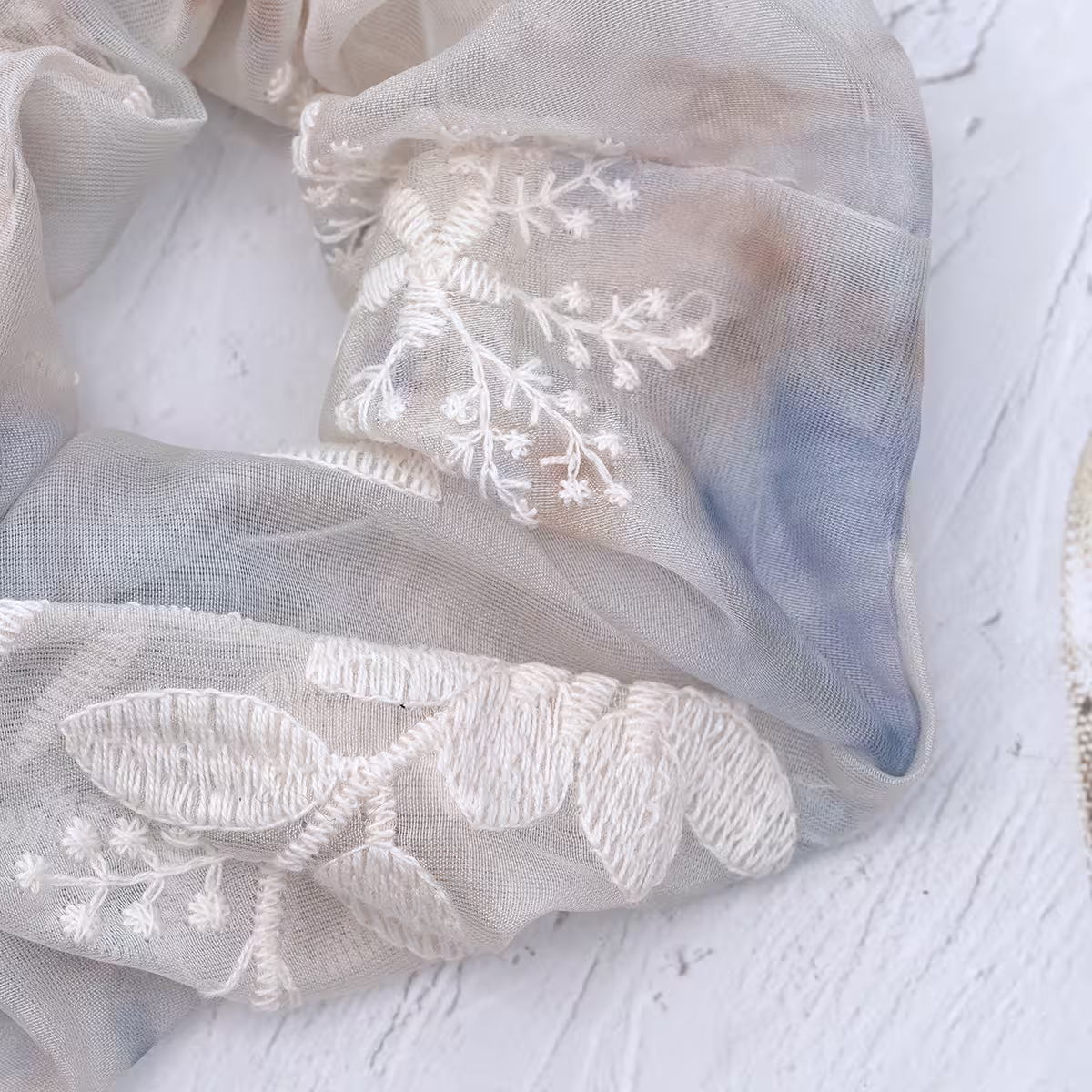 甜美藍花刺繡&times;大腸髮束-第5張