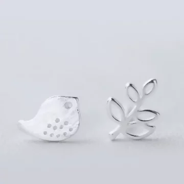 925銀針×小鳥與樹葉×耳針.avif
