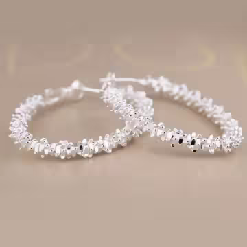 925銀針×碎片大圓圈×誇張耳環