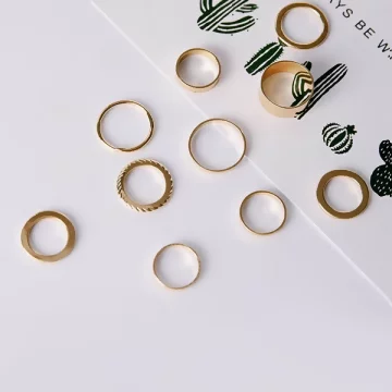 寬環細環×十套件戒指組×金色.avif