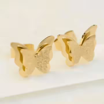 鋼飾×雙層磨砂蝴蝶×耳釘×金色