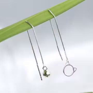 925銀針×貓咪鈴鐺×不對稱耳線