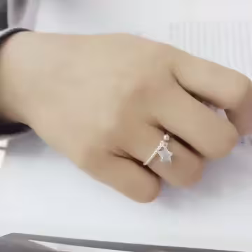 925銀飾×星墜麻花×開口戒指