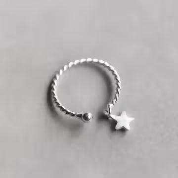 925銀飾×星墜麻花×開口戒指