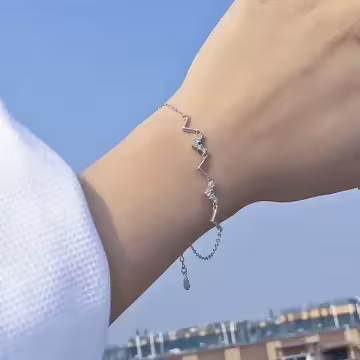 925銀飾×波浪V字晶鑽×手鍊