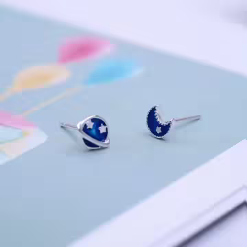 925銀針×星球與月亮×不對稱耳針