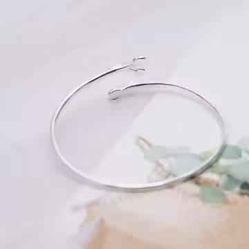 925銀飾×金枝葉×開口手環