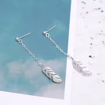925銀針×小羽毛流蘇×耳針