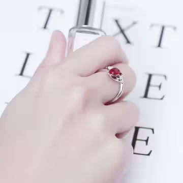 925銀飾×紅寶石狐狸×開口戒指