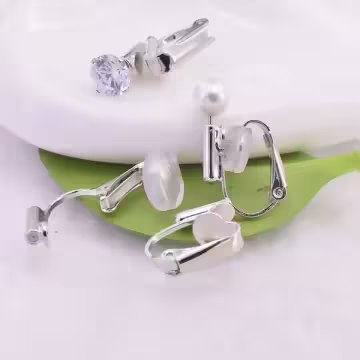 彎針插入式耳夾轉換器×三角耳夾×白銀色