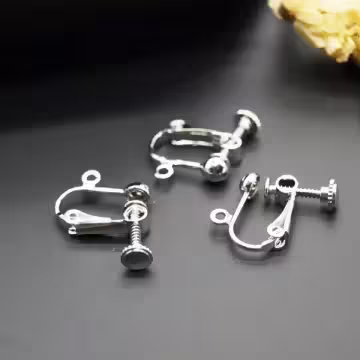 波頭活動小圓孔×螺旋耳夾二套件×白金色