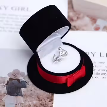 紳士禮帽×適用戒指/小耳釘×絨布盒