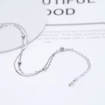 925銀飾×雙層蛇骨圓珠×手鍊