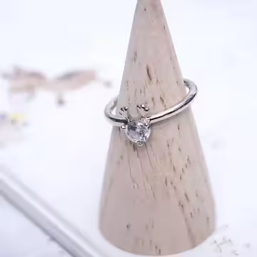 925銀飾×晶鑽小麋鹿×開口戒指