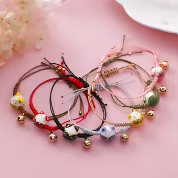幸福御守貓×拉繩手鍊×紅